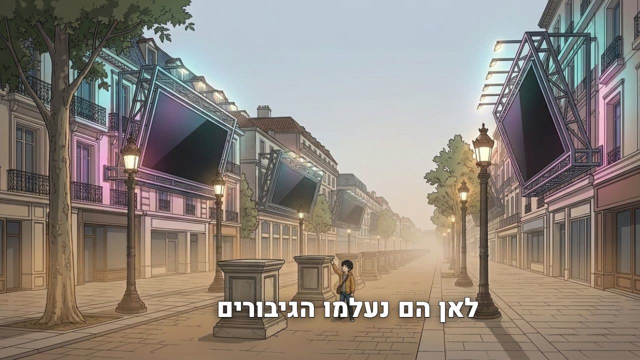 פריים מקליפ מילים בסגנון תמונות מתחלפות · אנימה — מי הגיבורים שלנו — דן פלד
